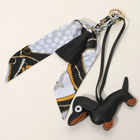 DACHSHUND Wiener Dog Lovers Purse Bag Charm with Scarf in 4 Color Options NEW - Picture 5 of 7